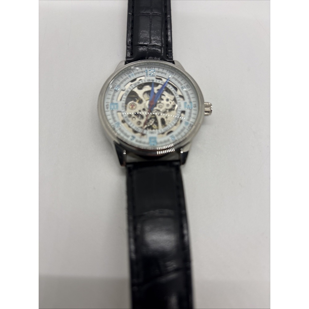 Men's AKRIBOS XXIV Automatic Skeleton Dial‎ Genuine Leather AK410WT-A Watch